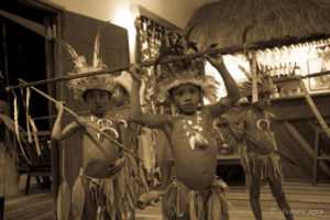 Young Papuan boys with spears, Tawali Resort, Milne Bay PNG