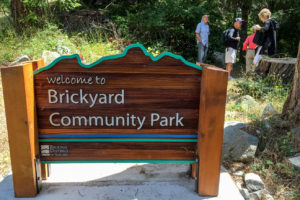 Signboard at the entry to Brickyard Community Park, Nanoose Bay BC Canada