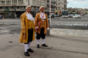 Men dressed as Mozart on the Street, Vienna Austria