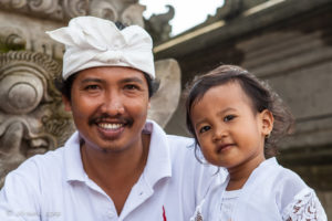 Portrait: Balinese man and his young daughter, Ubud, Bali