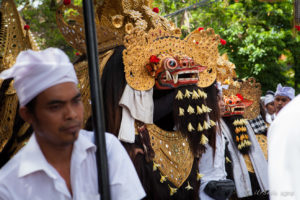 Barong on a Wooden Litter in a temple procession, Ubud Bali