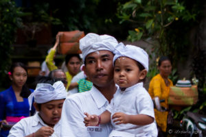 Portrait of a man and his child, Pura Gunung Temple, Bali