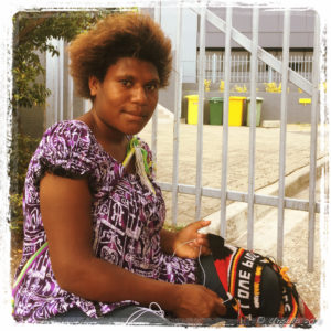 Papuan woman Making Bilum Bags, Port Moresby