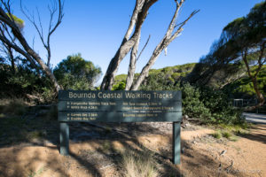Sign for the Bournda Coastal Walking Tracks, Wallagoot Gap, Bournda National Park, NSW AU