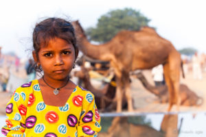 Closeup of an Indian Girl in Yellow, Pushkar Fair Grounds, Rajasthan