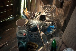 Brooms and Baskets in the Storage Area in a Poor Karen Farmer's House