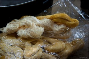 Skeins of Silk fibres ~ Raw and Treated