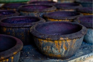 Terracotta pots of indigo dye