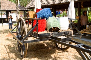 Silk Bobbins in an old farm cart