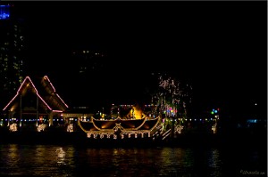 Rice Barge at night