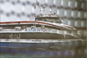 Bintan Resort ferry boat through grill