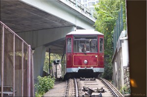 Red Funicular Tram Car, Hong Kong