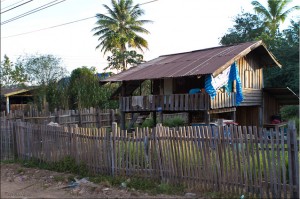 Wooden house on stilts, Attapeu