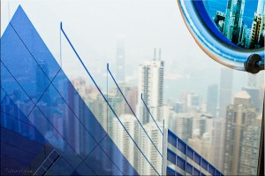 View of Hong Kong Through frosted, painted Glass, The Peak Tower