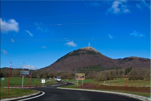 View of Puy de Dôme volcano from the access road