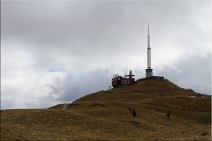 Tall tower at the top of a dormant volcano