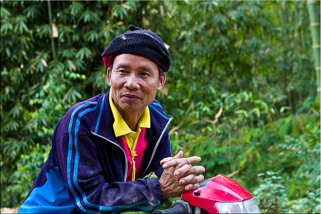 Karen man in blue jacket and hat