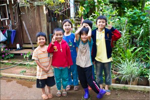 Group shot: Six young Karen children
