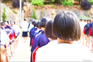 School lines from behind