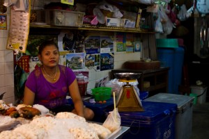 Thai woman selling crabs in Chinatown, Bangkok