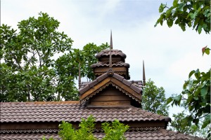 The Burmese-style roofline of Wat Phra That Mae Yen, Pai