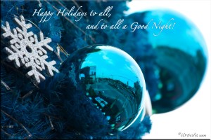 Blue balls on a blue Christmas tree
