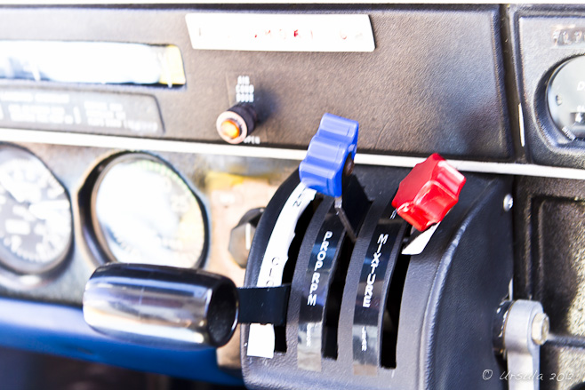 Close-up of the controls of a Piper Cherokee 6