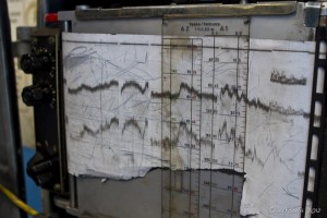 Printout from an old depth sounder.