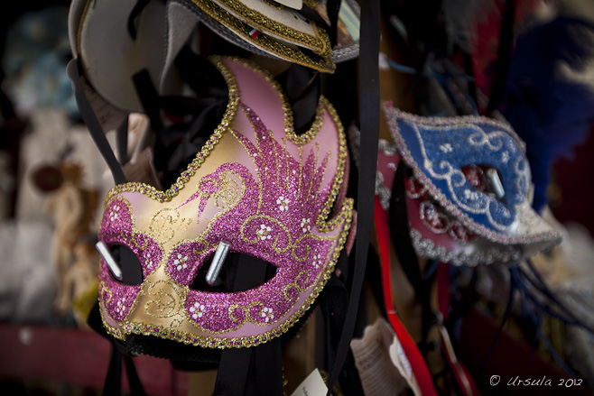 Pink and gold Florentine mask.