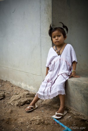 Young girl in traditional Karen dress.