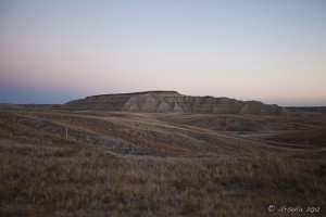 Soft sunset over South Dakota badlands.