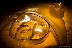 Cream yellow free-form glass bowls.