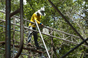 Thai labourer on a scaffolding
