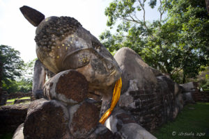 Large Sukhothai-period reclining Buddha.