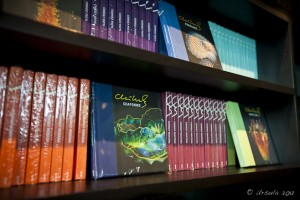 Shelves of Chihuly books.