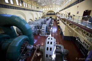 Five hydroelectric generators, built 1912. Stave Falls Powerhouse.