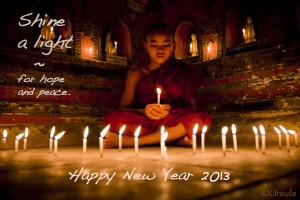 Novice Burmese Monk in Candlelight, Shwe Yan Pyay Monastery, Nuang Shwe, Myanmar