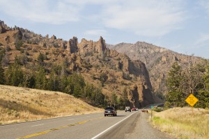 Landscape: Buttes on the side of Highway 20 between Yellowstone National Park and Cody, WY.