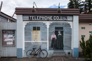 Mural of two women in period dress: the telephone company circa 1915, Chemainus BC