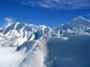 Ice rippled in waves on the Perito Moreno glacier.