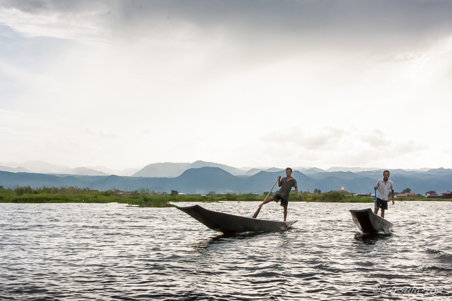 Leg Rowing Fishermen on Inle Lake