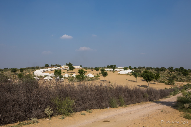 View of Manvar Desert Camp & Resort on a hill, Dechu, India