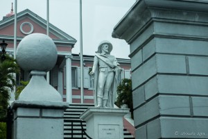 White statue of Columbus, Government House, Nassau the Bahamas