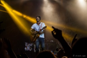 Michael Franti on stage at Byron Bay Bluesfest 2014.