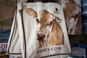 Jersey Cow on a cloth shopping bag.