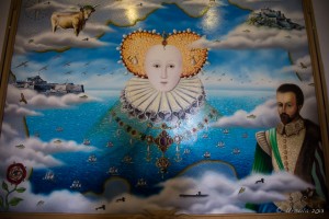 Portrait of Queen Elizabeth and Sir Walter Raleigh, Mont Orgueil Castle