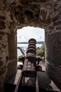 Tudor Gun at a castle window, Mont Orgueil Castle