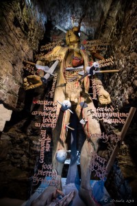 'the wounded man' statue, Mont Orgueil Castle