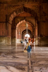 Prayer area inside the mosque, Jama Masjid, Old Delhi