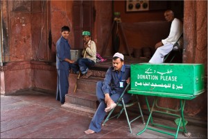 Gate Keepers at the entry to Jama Masjid, Old Delhi